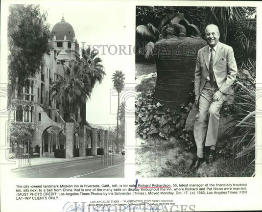 1983 Press Photo Richard Richardson, Manager of Mission Inn, California - Historic Images