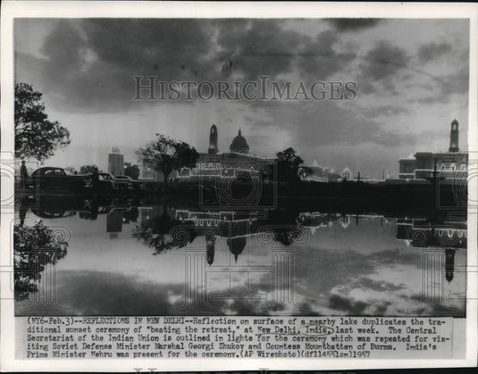 1957, Central Secretariat of Indian Union, New Delhi, in Lights - Historic Images