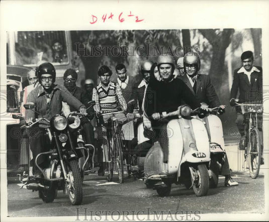1978, Scooters & Bicycles Favorite Transportation in New Delhi, India - Historic Images