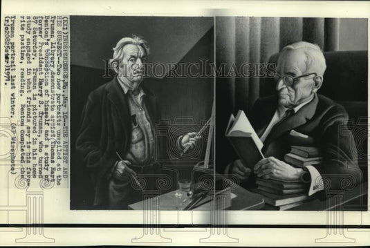 1971, Artist Thomas Hart Benton's Portraits at Truman Library - Historic Images