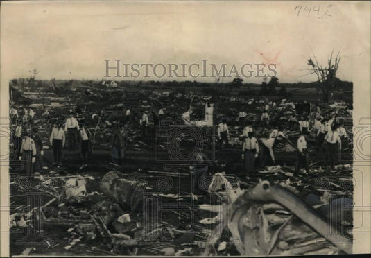 1953 Volunteers Comb Through Tornado Damage in Flint, Michigan - Historic Images