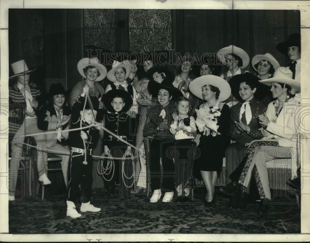 1934 Mrs. W. R. Hearst at Children&#39;s Cowboy Luncheon in New York - Historic Images