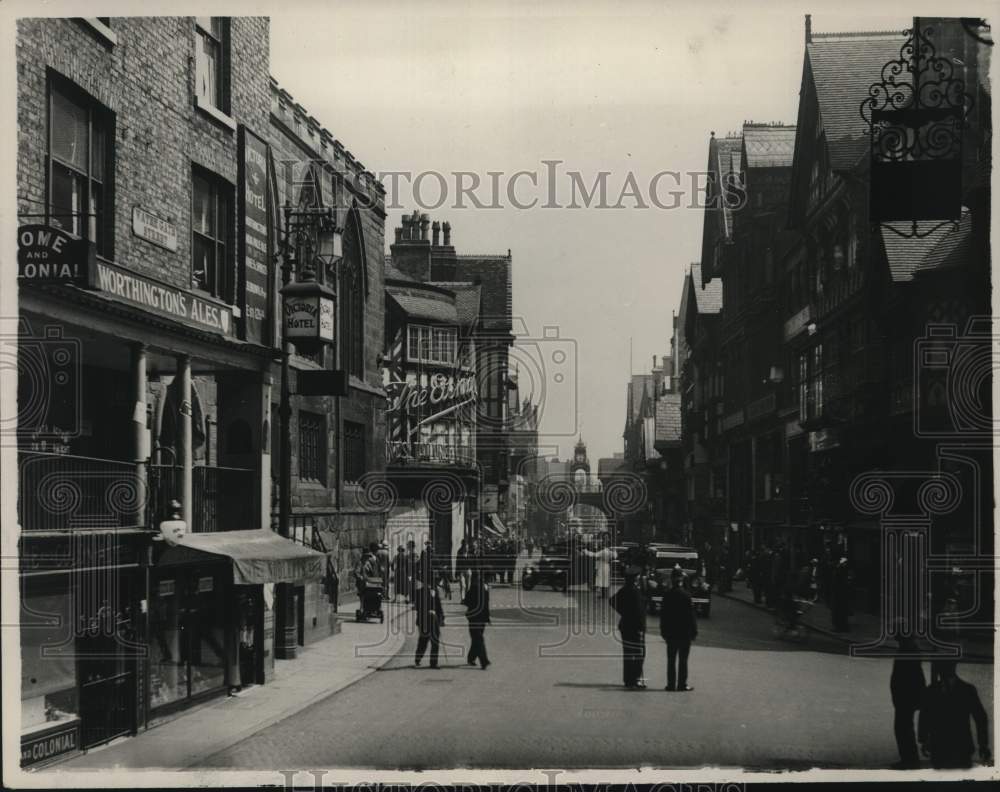 1934 Press Photo Eastgate Street in Chester, One of Oldest Cities in England - Historic Images
