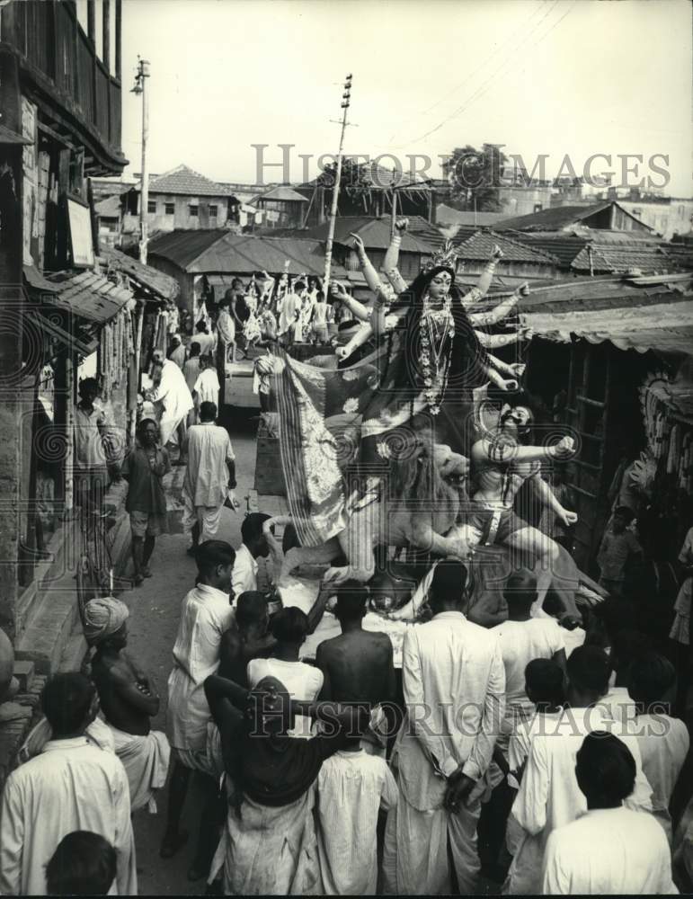 1951 Multi-Armed Goddess Durga on Parade in Calcutta, India, Bazaar-Historic Images