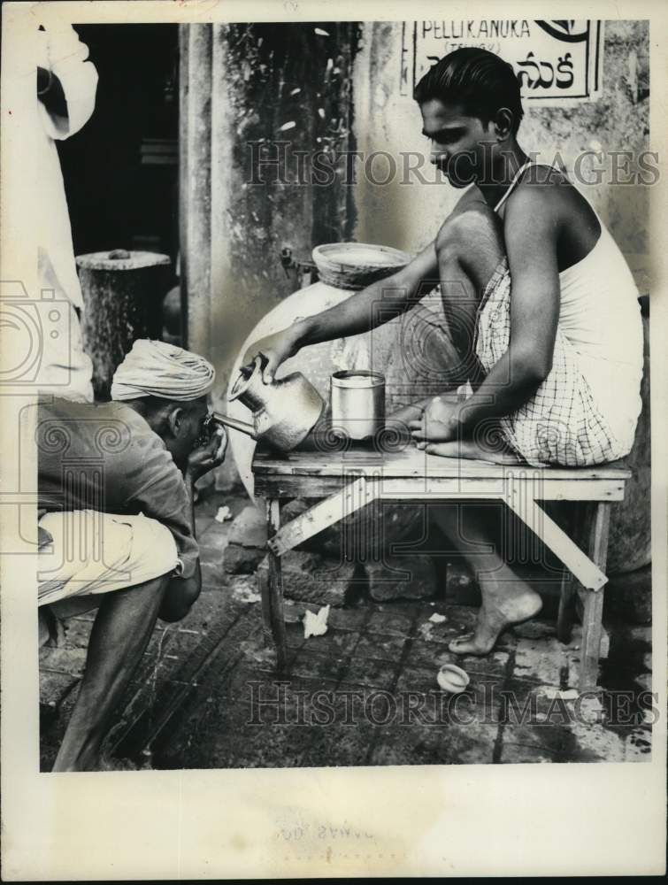 1962, Water Station Provides Refreshment on Hot Day, Calcutta, India - Historic Images