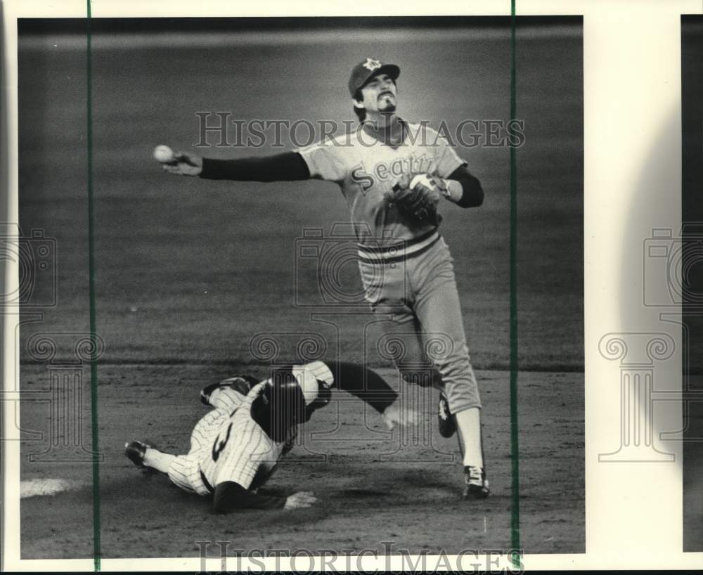 1983 Press Photo Milwaukee Brewers Ted Simmons Tagged Out by Seattle Mariner- Historic Images