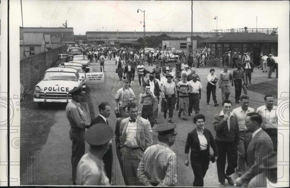 1955 Workers Leaving Forward Rouge Plant in Dearborn, Michigan-Historic Images