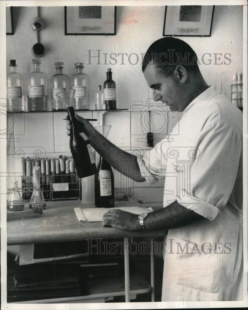 1955 Sherry Control Board Chemist in Jerez, Spain, Checks Shipment-Historic Images