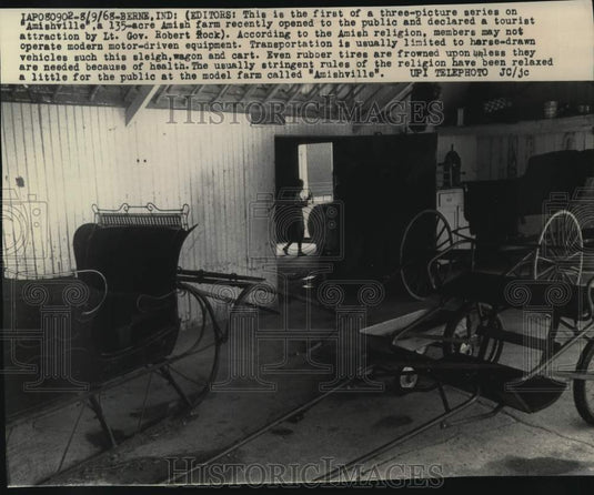 1968 Amish Horse-Drawn Vehicles on Display in Amishville in Indiana-Historic Images