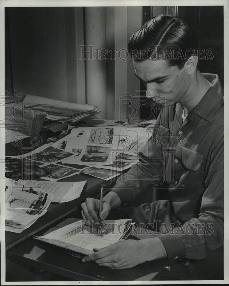 1956, Engraving clerk processes advertisements for Milwaukee Journal - Historic Images