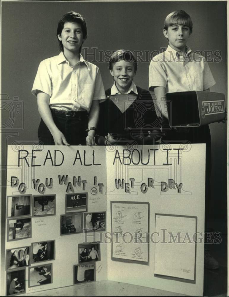 1988 Press Photo St. Stephen&#39;s Catholic School Student Inventors, Wisconsin - Historic Images