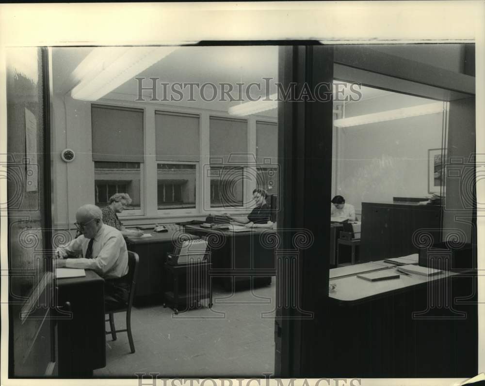 1959, The Journal Thrift Association employees, 2nd story office, WI - Historic Images
