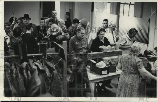 1959, Milwaukee Journal employees buy items at The Journal Annex, WI - Historic Images