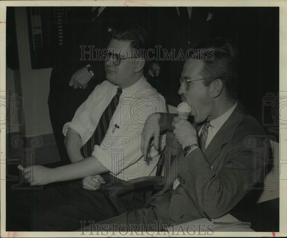 1948 Press Photo Milwaukee Journal Newspaper Editors Russ Austin and Ross Dick- Historic Images