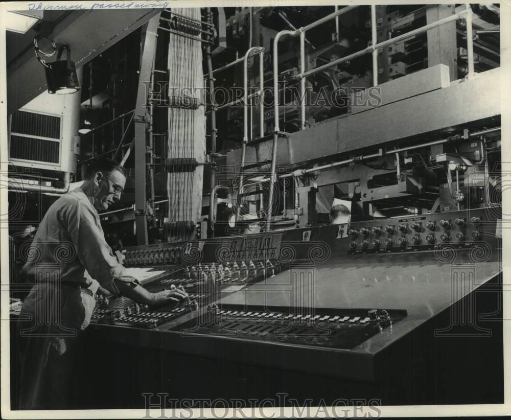 1962 Elmer Loomis at The Milwaukee Journal Press Room Controls - Historic Images