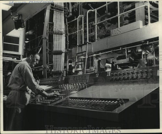 1962 Elmer Loomis at The Milwaukee Journal Press Room Controls - Historic Images
