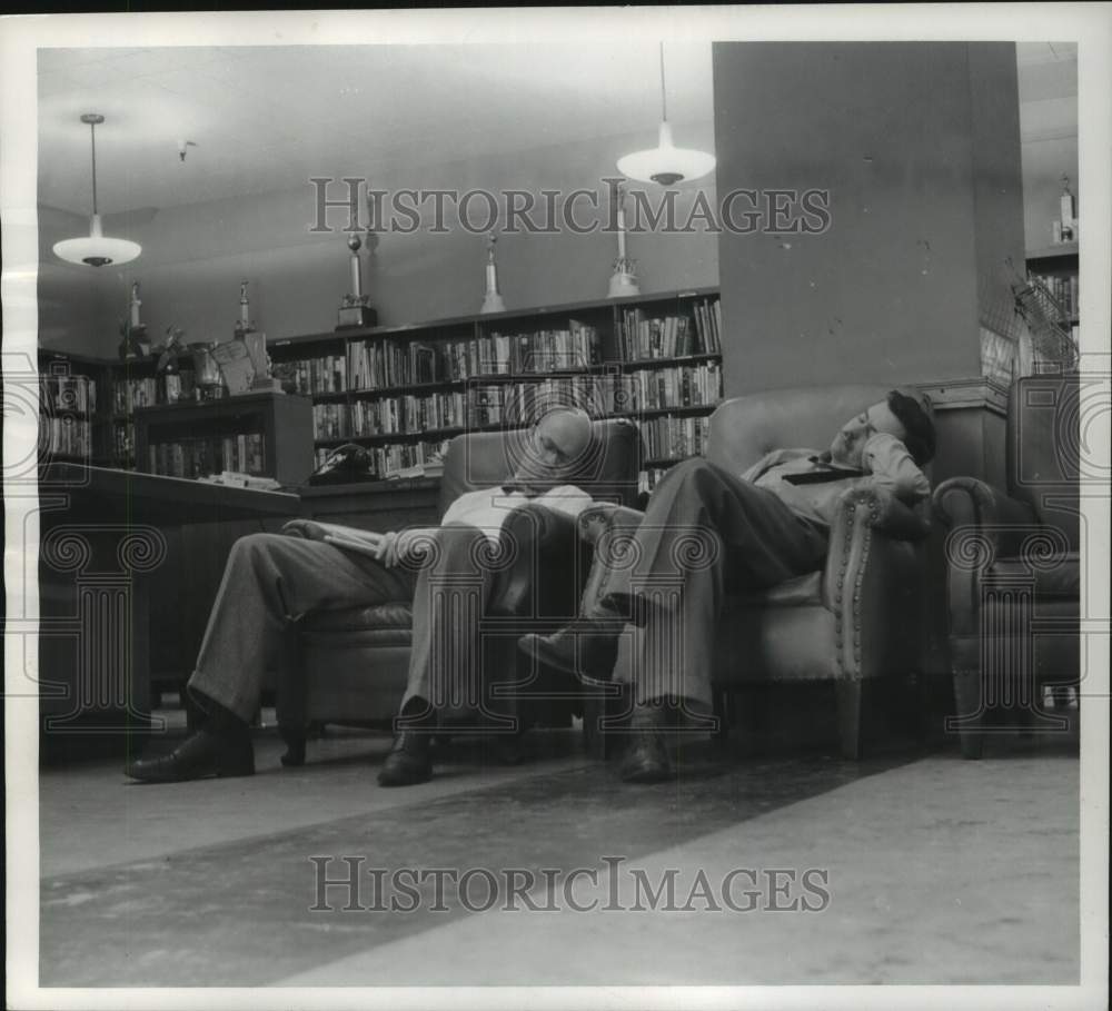 1955, Employees sleeping in The Milwaukee Journal 2nd Floor Lounge - Historic Images