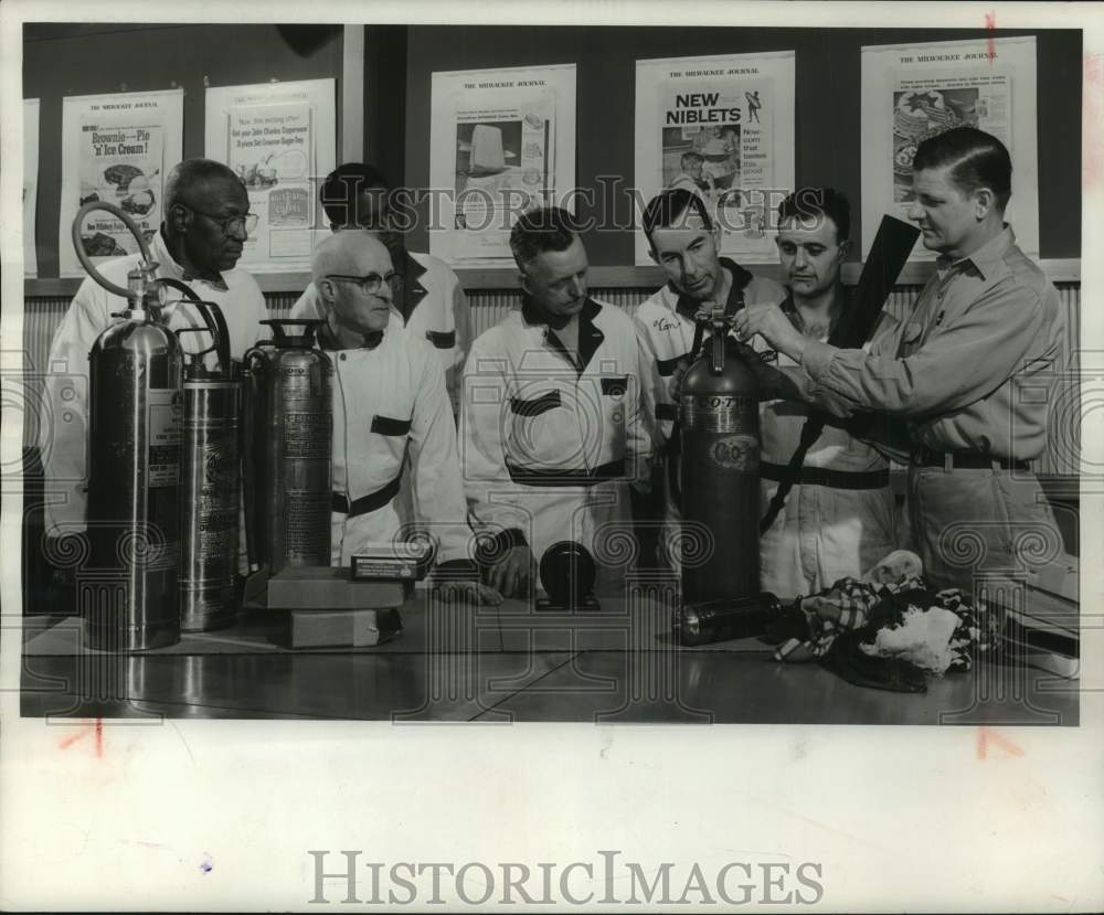 1956, The Milwaukee Journal Janitors Fire Protection Training Class - Historic Images
