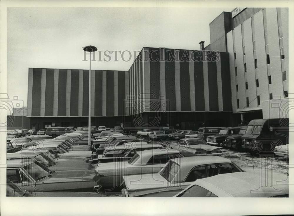 1968, Milwaukee Sentinel Building Exterior and Parking Lot - Historic Images