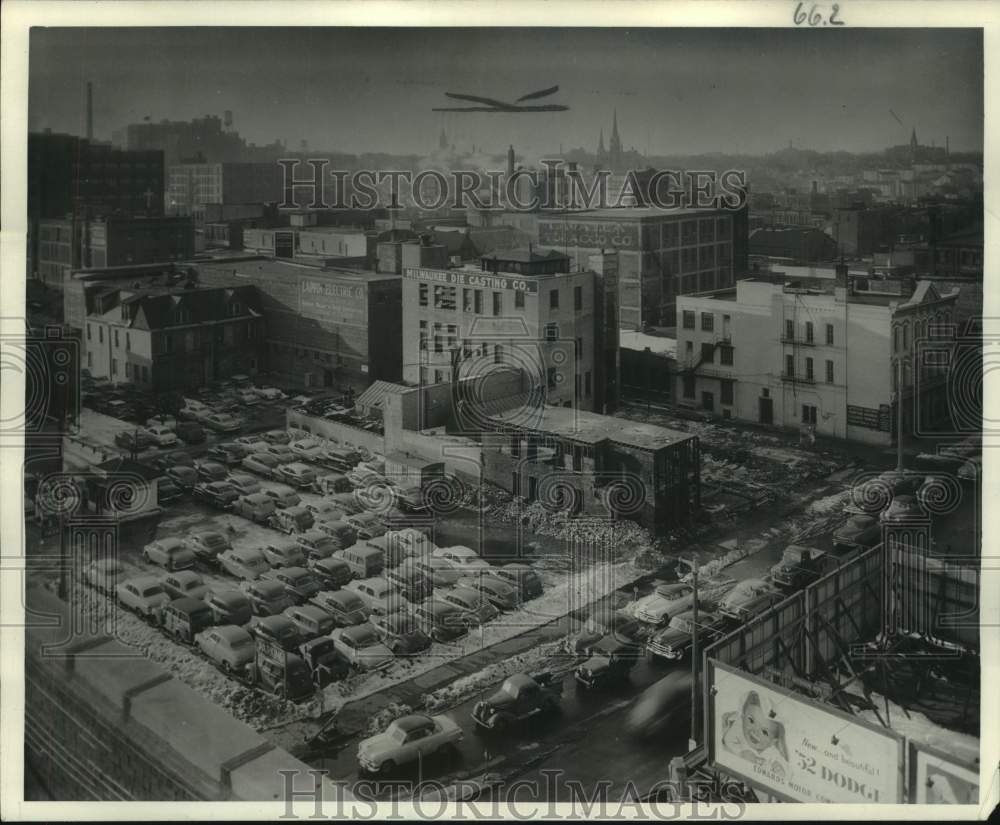 1952, The Milwaukee Journal Parking Lot Under Construction - Historic Images