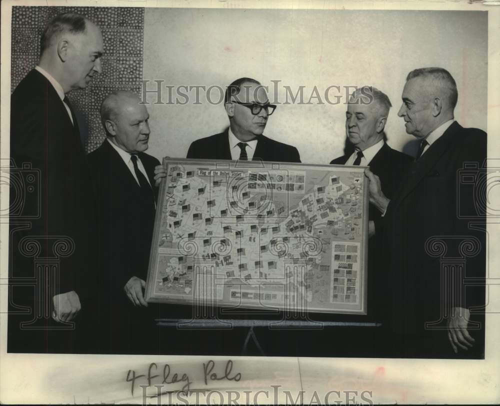 1964, The Milwaukee Journal Flag Map On Display In Appleton - Historic Images