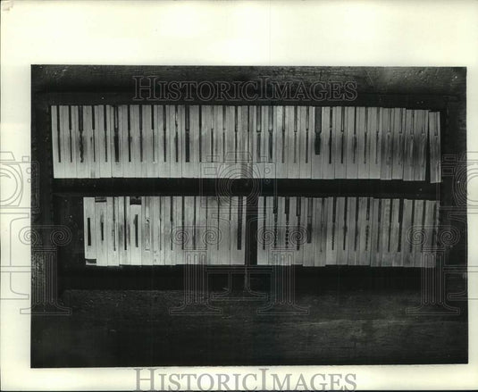 1968, Monotype books in The Milwaukee Journal's composing room, WI - Historic Images