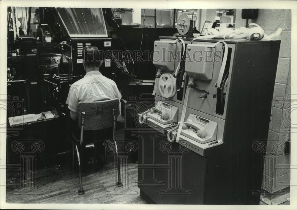 1963, Data Speed equipment, Milwaukee Journal composing room, WI - Historic Images