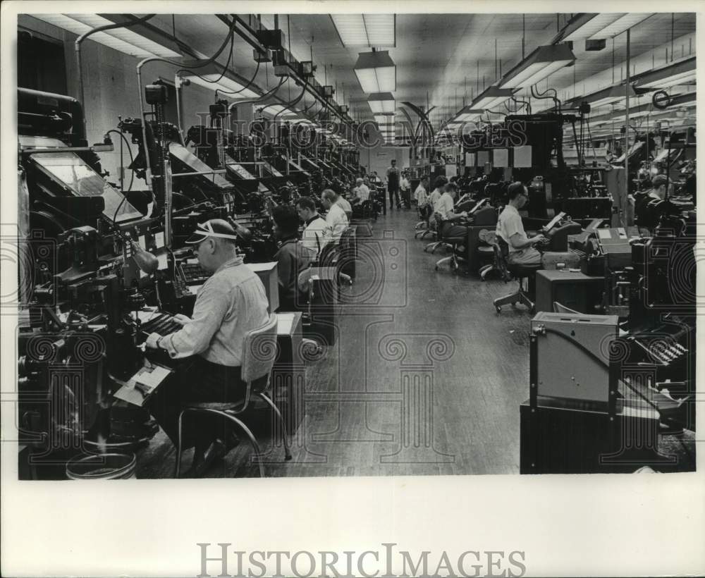 1966, Night Workers in the Milwaukee Journal Composing Department, WI - Historic Images