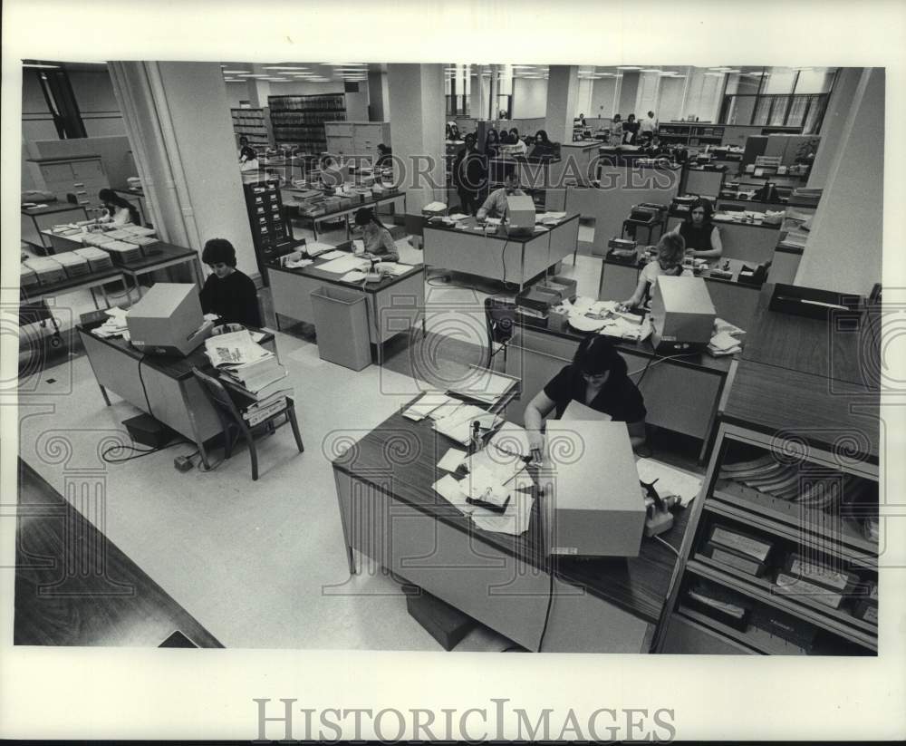 1972, Workers in Milwaukee Journal Newspaper&#39;s Credit Department, WI - Historic Images