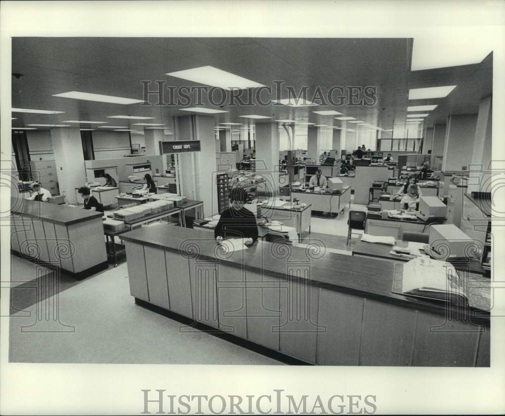1972, Workers in Milwaukee Journal Newspaper&#39;s Credit Department, WI - Historic Images