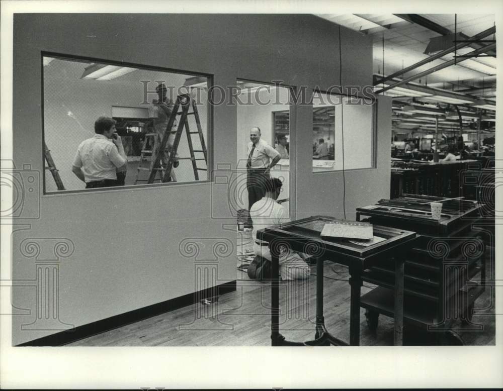 1974, Construction of the Milwaukee Journal Composing room office, WI - Historic Images