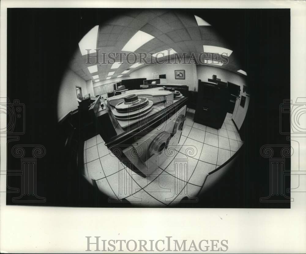 1971, Fisheye view of the Milwaukee Journal Computer Services room WI - Historic Images