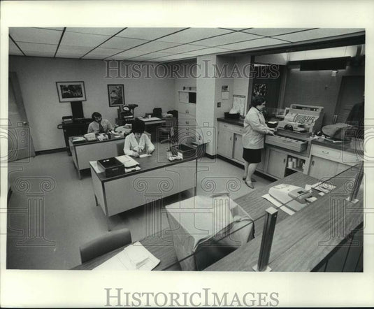 1972, The Milwaukee Journal Business Department Cashier's Cage - Historic Images