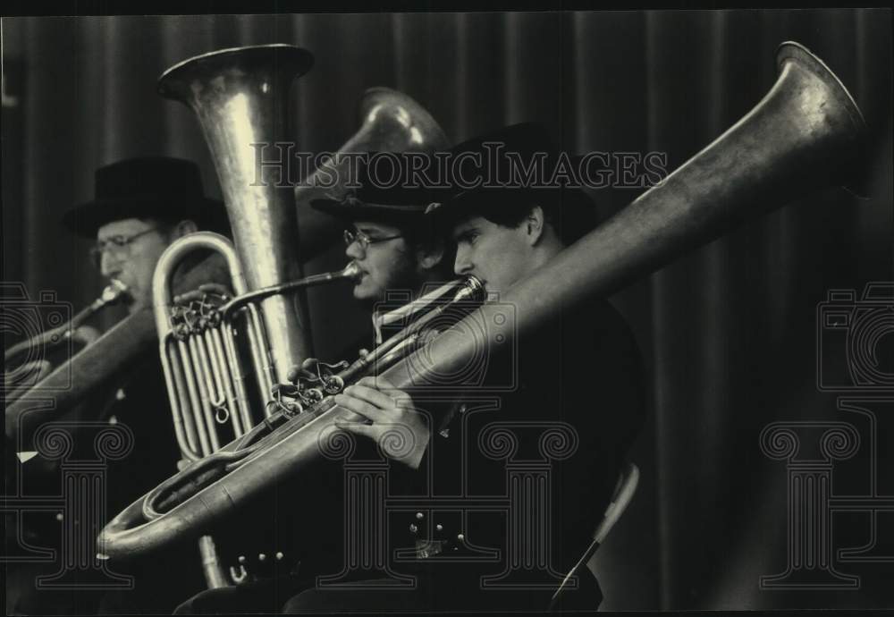 1987 Press Photo Brass band performing at Milwaukee Journal&#39;s Rainbow Summer - Historic Images