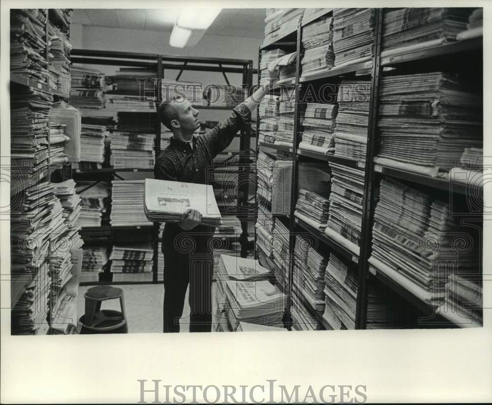 1966, Milwaukee Journal Newspaper worker, Fulfillment department, WI - Historic Images