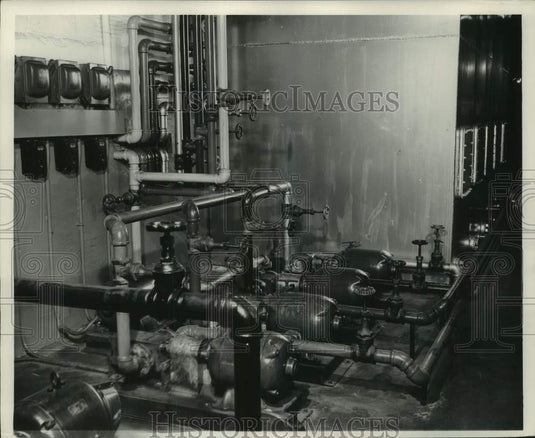 1952, Pipes & controls of The Milwaukee Journal Press Room, Wisconsin - Historic Images
