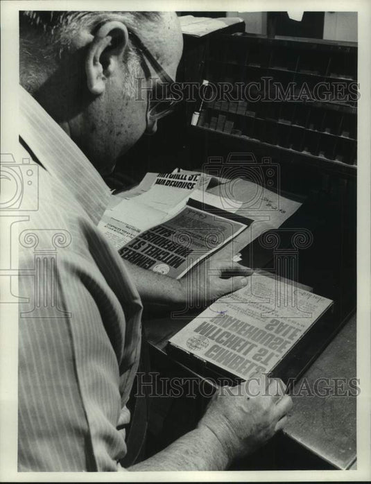 1975, Man working in the Milwaukee Journal Composing Department, WI - Historic Images