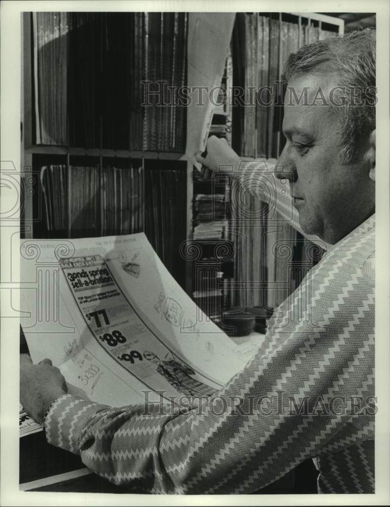 1975, Worker edits in the Milwaukee Journal Composing Department, WI - Historic Images