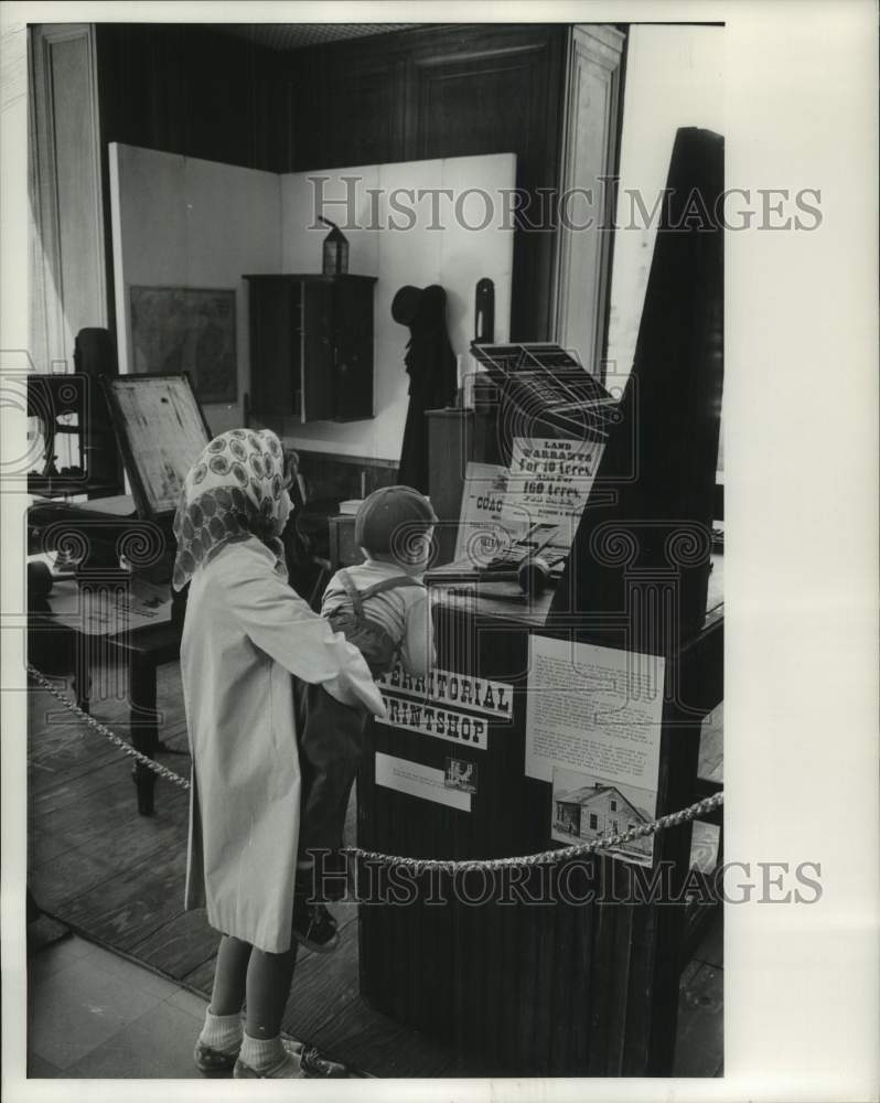 1963, Kids inspect printshop equipment display, Milwaukee Journal, WI - Historic Images