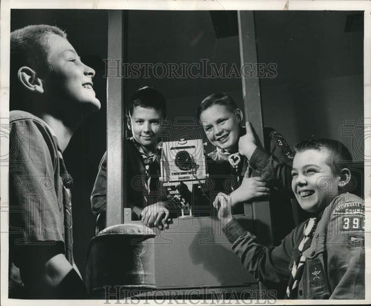 1963, Boy Scouts at The Journal's journalism merit badge seminar, WI - Historic Images