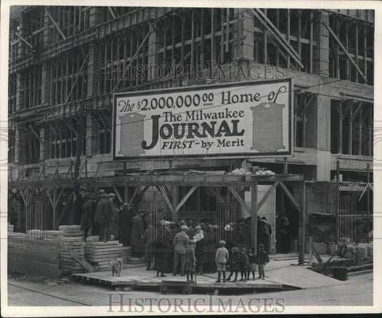 1950, Milwaukee Journal Building Construction Laying of Cornerstone - Historic Images