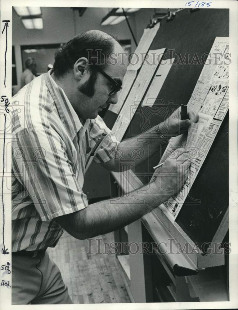 1975, Bob Ramstack works on page photo composition, Milwaukee Journal - Historic Images