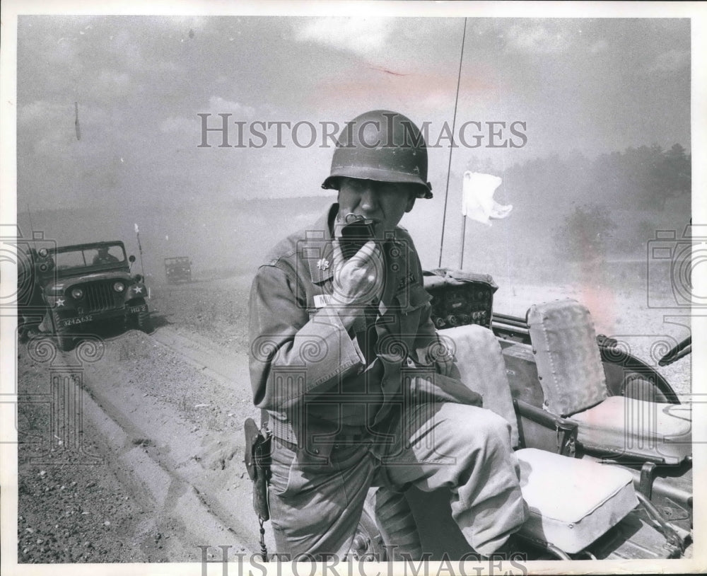 1967 Battalion commander giving orders from field, Wisconsin - Historic Images