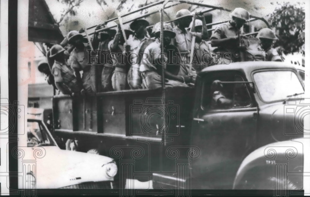 1960 Press Photo United Nations Troops Ride In Truck Through Leopoldville, Congo - Historic Images