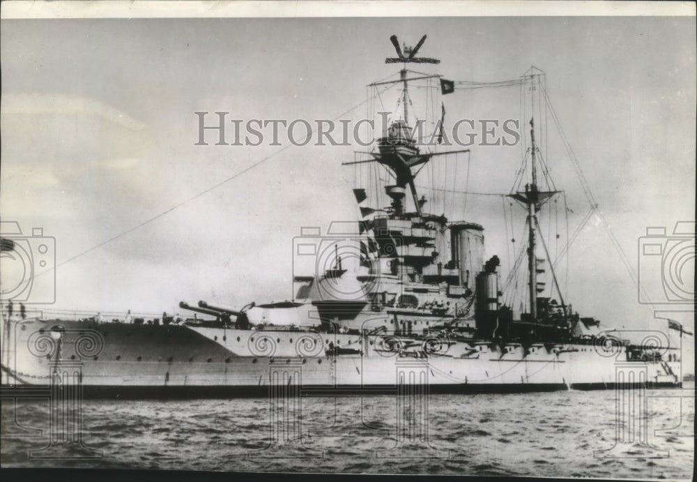 1940 Press Photo Britain&#39;s battleship Nelson damaged by mine, Barham was torpedo - Historic Images