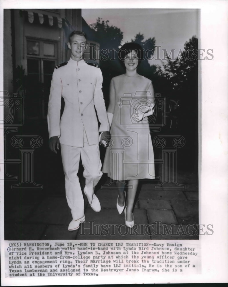 1963 Press Photo Bernard Rosenbach and Fiancee Lynda Byrd Johnson - mjm05360- Historic Images