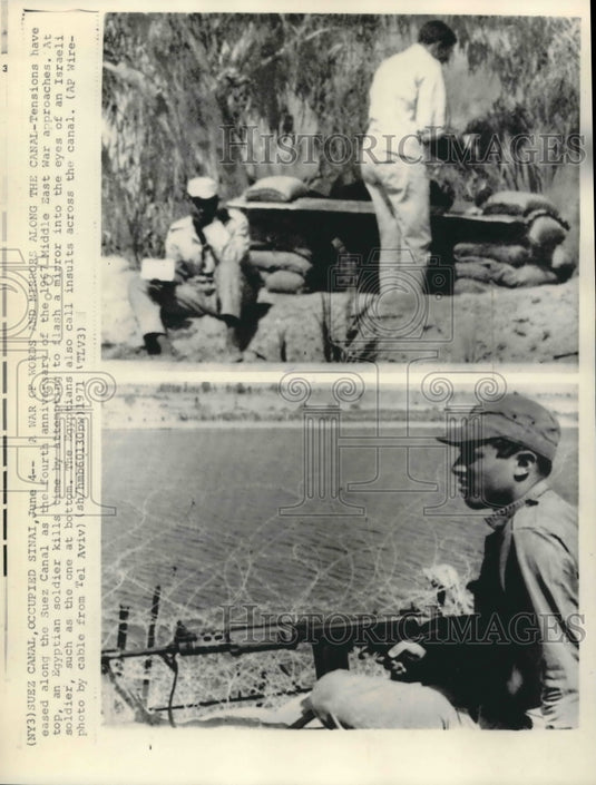 1971 Egyptian and Israeli Soldiers at Suez Canal - Historic Images