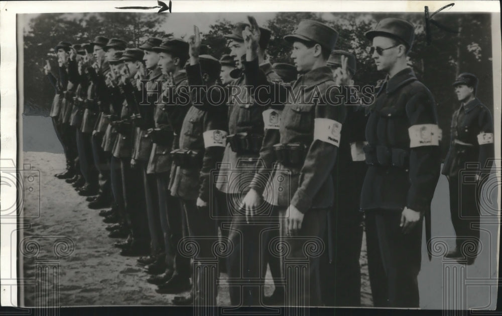 1937 Press Photo Youths being sworn in as civic guards in Helsingfors, Finland- Historic Images