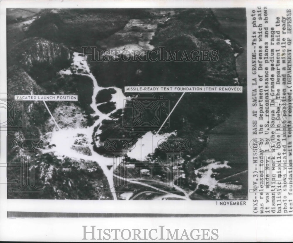 1962 Press Photo Aerial view of the Sagua 1a Grande ballistic missile base, Cuba - Historic Images