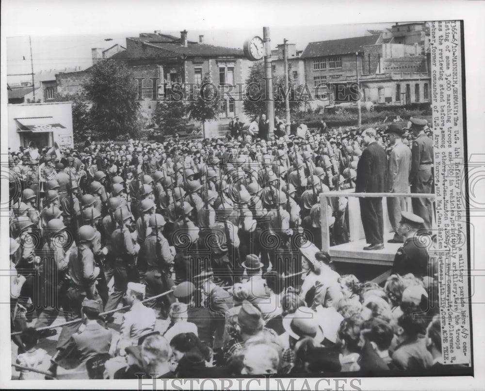 1951 Press Photo General Manton Eddy at Military Parade, Mannheim, Germany - Historic Images